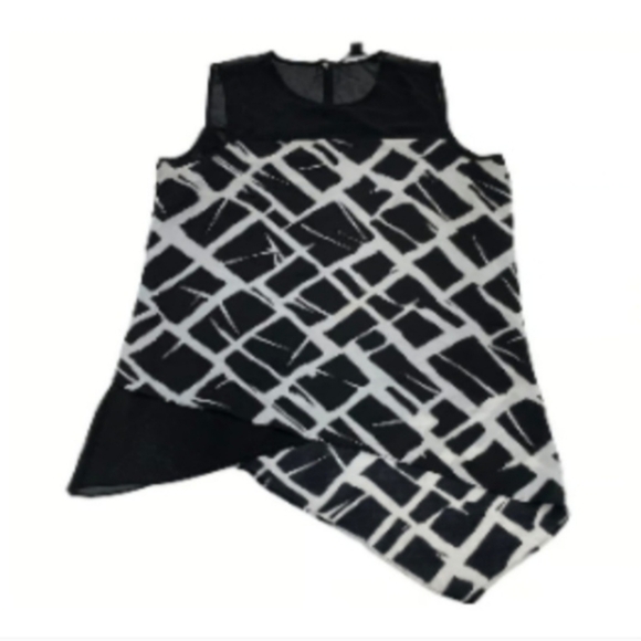 LAST CHANCE!! Zac & Rachel Black White Asymmetrical Sleeveless Top Small - Picture 7 of 7